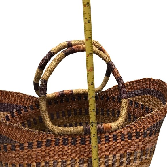 Tote Bag XL Handwoven Striped African Market Basket - Picture 5 of 8